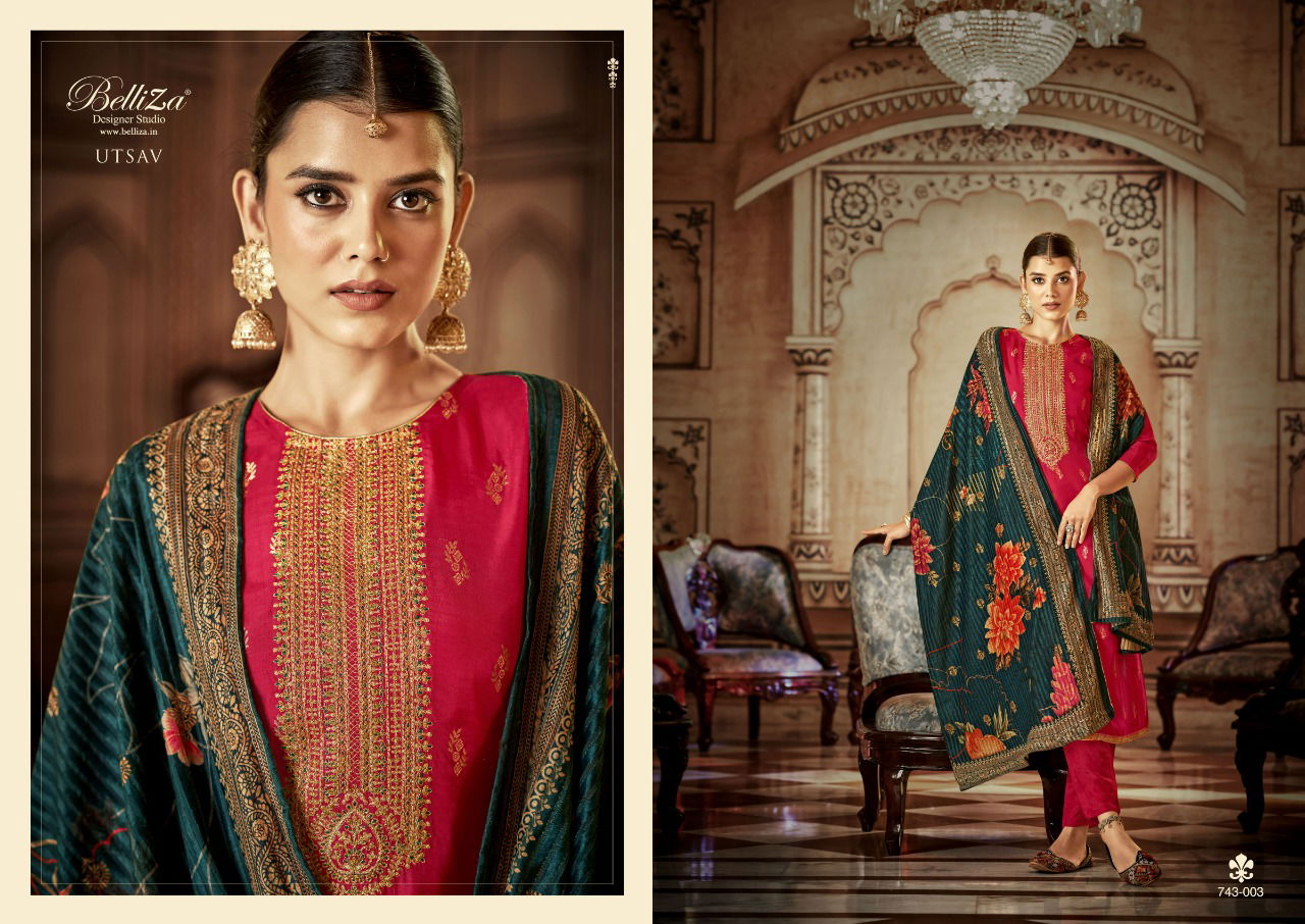 Utsav By Belliza Designer Jacquard Dress Material Catalog